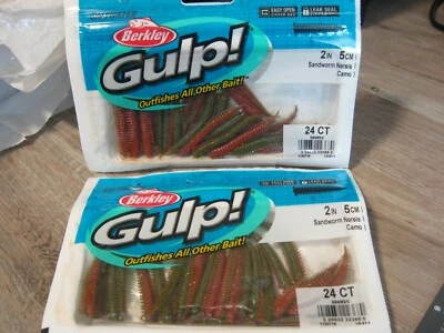BERKLEY SALTWATER GULP 2 Packs Gulp Saltwater Fishing Baits 2" Sandworm Nereis Camo Color