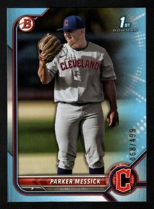 Parker Messick 2022 Bowman 1st Year Prospect Sky Blue 68/499 Cleveland Guardians