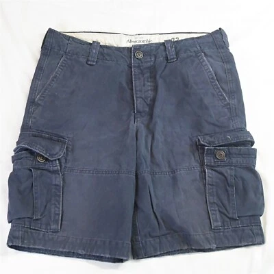 Pantalones Cortos Carga Abercrombie & Fitch 33 x 10" Grueso Pesado Azul Marino Fatiga Foto 1 de 4