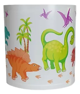 DINOSAURS LIGHT SHADE CEILING T REX TRICERATOPS FOOTSTEPS WHITE GREEN BROWN LAMP - Picture 1 of 2
