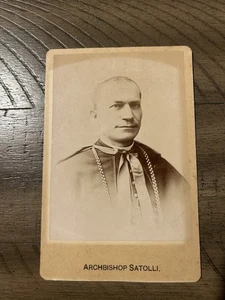 Tarjeta de gabinete del arzobispo Francesco Satolli • Prelado de la Iglesia Católica del siglo XIX - Imagen 1 de 2