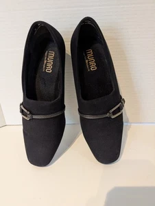 Munro Womens Cindi  Pump Size 8 M Black Satin Block Heel Work Dress Shoe Comfy - Picture 1 of 16