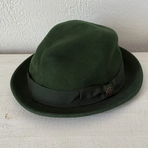 Goorin Bros Fedora Hat Green Wool Felt Grosgrain Band Lined Size XL - Picture 1 of 5