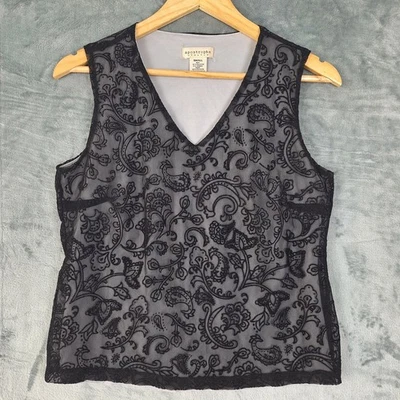 Top de mujer vintage pequeño negro Y2K terciopelo Burnout caprichoso hada grunge gótico Foto 1 de 4