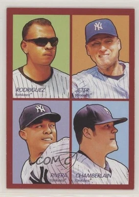 2009 Upper Deck Goudey 4-in-1 Red Alex Rodriguez Derek Jeter Mariano Rivera HOF - Image 1 of 2