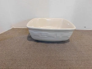 Cuenco cuadrado marfil Longaberger Pottery Woven Traditions 8-5/8" - Imagen 1 de 3