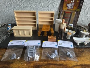 doll house furniture job lot furniture and tools 2x figures 1.24th - Picture 1 of 12