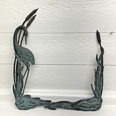 Grúa Pájaro Garza Garceta Espejo Marco Escultura Latón SPI San Pacific Intl 28" Foto 1 de 4