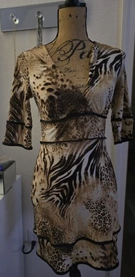 MARCIANO Leopard Animal Print Side Zip Dress Size Small - Image 1 of 4