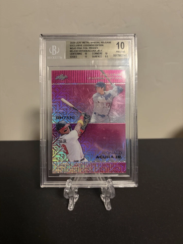 1/1 Shohei Ohtani / Ronald Acuna Jr. 2023 Leaf Metal Special Release pink mojo - Image 1 of 2