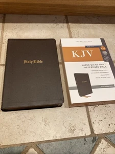 KJV SUPER GIANT PRINT REFERENCE BIBLE BROWN LEATHER RED LETTER 14 POINT - Foto 1 di 10