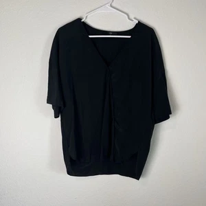Blusa Tibi Negra Cuello en V 100% Seda Mediana 210 - Imagen 1 de 6