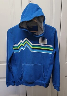 Sudadera con Capucha Eddie Bauer Juvenil Grande Azul Gráfico Sol Montañas Manga Larga Foto 1 de 4
