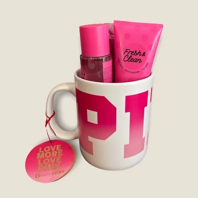 Victoria Secret PINK Fresh & Clean GIFT SET MUG Lotion Mist Socks  NEW — 第 1/4 张图片