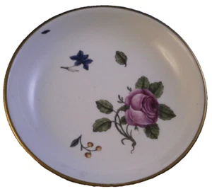 Antique 1740 18thC Meissen Porcelain Woodcut Flower Saucer Porzellan Untertasse - Picture 1 of 8