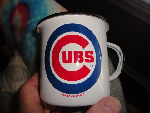 Chicago Cubs coffee cup metal NOS with tag MLB Cover