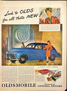 46' Oldsmobile New & Finer Hydramatic Drive WWII Vintage Print Ad 1945 - Picture 1 of 6