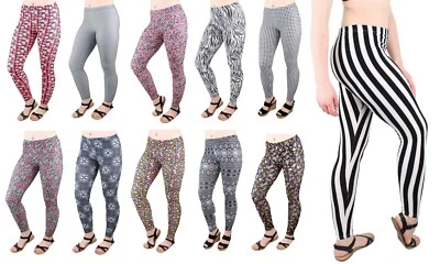 Soft Stretch Leggings, Women's Full Length Fashion Pants Legging, Multi Color - Image 1 of 4
