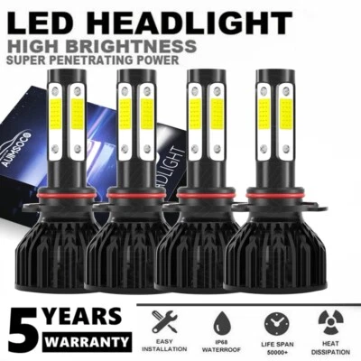 For 1996-2021 GMC Savana 2500 Savana 3500 LED Headlight high / low beam bulbs 4x - Image 1 of 4