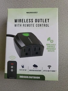 Merkury Outdoor Wireless Remote Control Outlet Switch Plug In Weatherproof - Picture 1 of 3