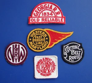 Vintage Lot of 5 Train Railroad Patches Western MD West VA Cotton Belt Georgia - Picture 1 of 9
