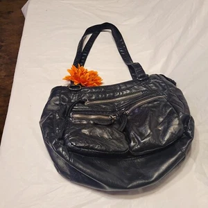 Bueno Black Faux Soft Vegan Leather Multi  Pocket Purse Handbag w/ 12 Inch Strap - Imagen 1 de 20