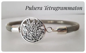 PULSERA TETRAGRAMMATON PLATA PENTAGRAMA  TETRAGRAMMATON SILVER PENTAGRAM BRACELE - Foto 1 di 5