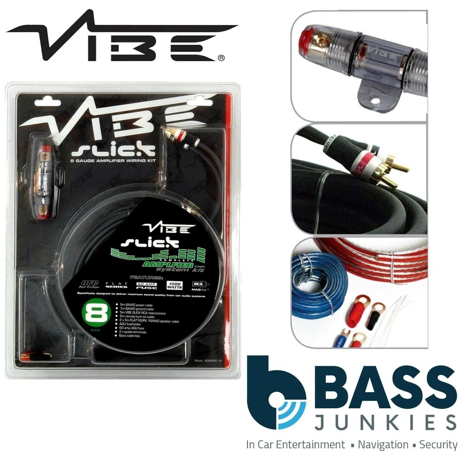 Vibe VSAWK8 1500 Watts 8 AWG Gauge Car Amplifier Amp Sub Woofer Full Wiring Kit