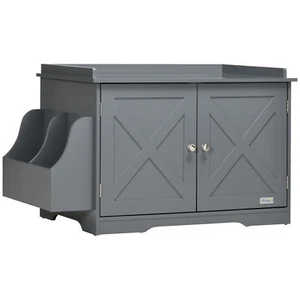 Large Cat Litter Box Enclosure Cabinet Pet Furniture with Table Hidden Storage - Picture 1 of 11