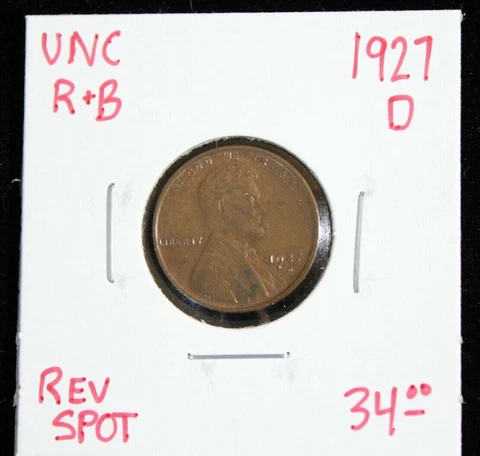 1927 D  RED-BROWN  Lincoln Wheat Cent  "UNC"  Nice Small Cent! Cover