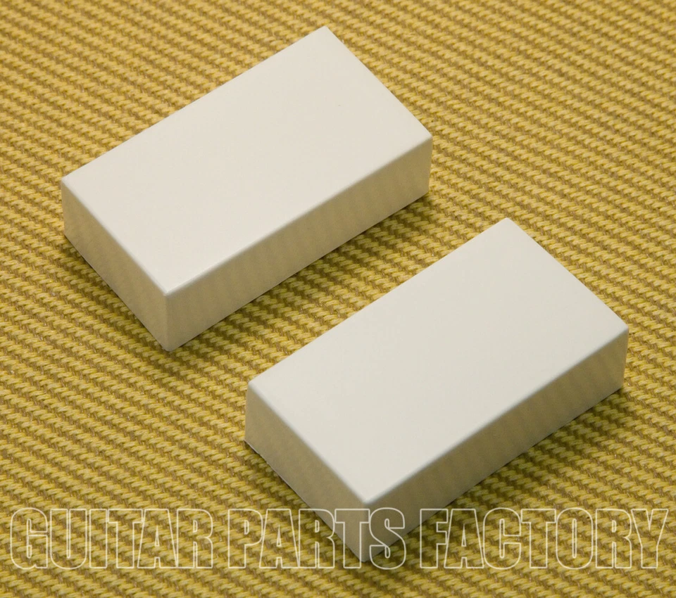 2 White Closed Guitar Humbucker Pickup Cover Set No Holes Pc-0303-025
