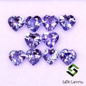 5x5 mm Natural Tanzanite Heart Shape Cut Lot 10 Pcs 3.66 CTS Faceted Loose Gems - Picture 1 of 5