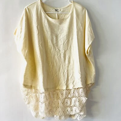 Umgee Mujer Boho Top Camisa Blusa Túnica Calce Suelto Capas Marfil Encaje Talla S Foto 1 de 4