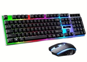 Gaming Keyboard And Mouse Set Rainbow LED Wired USB Keyboard And Mouse For PC/PS - Picture 1 of 3