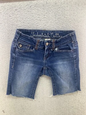 Pantalones cortos de mezclilla de algodón industrial para mujer talla 3 lavado medio corte Foto 1 de 4