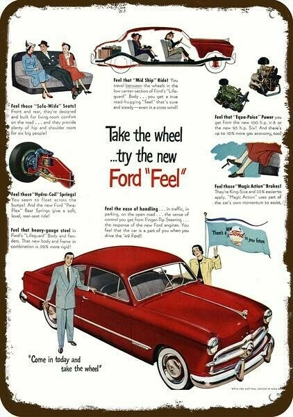 1949 FORD Custom 2-Door Sedan Car Vintage-Look DECORATIVE REPLICA METAL SIGN - Image 1 of 1