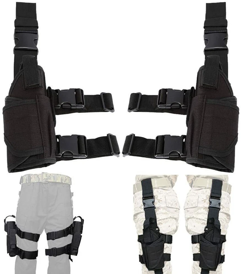 Tactical Drop Leg Holster Thigh Pistol Gun Holster Left + Right Hand Adjustable - Image 1 of 4