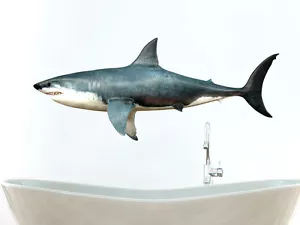 Pegatina de pared pegatina de pared para baño tiburón lateral tiburón animal - Imagen 1 de 1