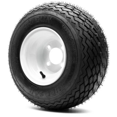 Set of 4 Arisun Golf Cart Tires 18x8.5-8 With Glossy White Golf Cart Steel Wheel Foto 1 de 2