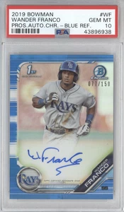 WANDER FRANCO 2019 BOWMAN CHROME BLUE REFRACTOR ROOKIE AUTO /150 PSA 10 RAYS