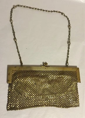 Bolso sin asas de malla de plata alemán vintage cadena perla/cartera era aleta Foto 1 de 4