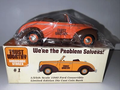 1995 Ford Convertible 1940 Trustworthy DieCast Coin Bank 1:25 NEW IN BOX - Image 1 of 4