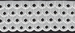 4" IVORY FLAT EYELET EMBROIDERED FABRIC TRIM 10 YARDS - Picture 1 of 1