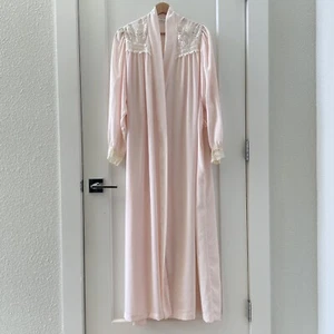 Vintage Christian Dior Nightgown Robe Size L Pink Lace Long Sleeve Made in USA - Picture 1 of 8