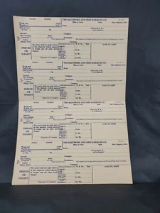 Baltimore And Ohio Railroad Vintage Bill of Lading BOL Coal & Coke Real Unused - Picture 1 of 4