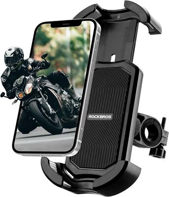 ROCKBROS Motorcycle Phone Mount Auto Lock Holder Shockproof 360 Adjustable 6.8" - Image 1 of 4