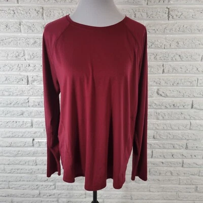 Tek Gear Womens Top XL Tee Essential Long Sleeve Maroon Red Comfy Poly Blend - Image 1 of 4