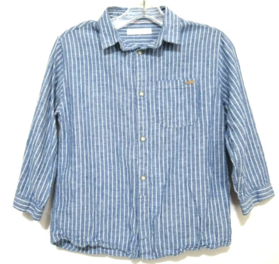 ZARA Kids Youth Boy's Size 10 Blue & White Cotton Casual Button Front Shirt - Image 1 of 4