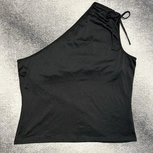 Y2K Mossimo Black Top Size M/L One Shoulder Ties 2000s - Picture 1 of 9