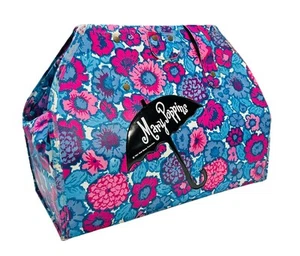 Vintage Mary Poppins Blue Pink Floral Vinyl Tote Bag Disney Umbrella Graphic - Picture 1 of 17